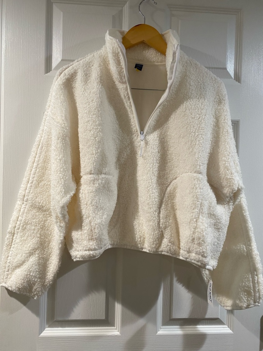 Old Navy Cream Sherpa Quarter-Zip Teddy Jacket - Size Small Petite